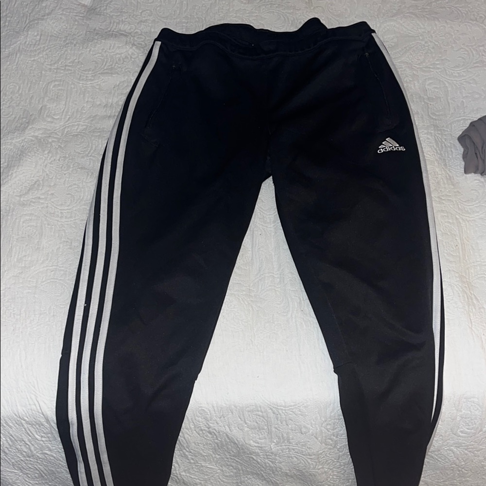 VINTAGE: Adidas Black Sweatpants with Iconic Stripes